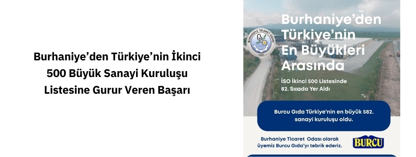 Burhaniye’den Türkiye’nin İkinci 500 Büyük Sanayi Kuruluşu Listesine Gurur Veren Başarı